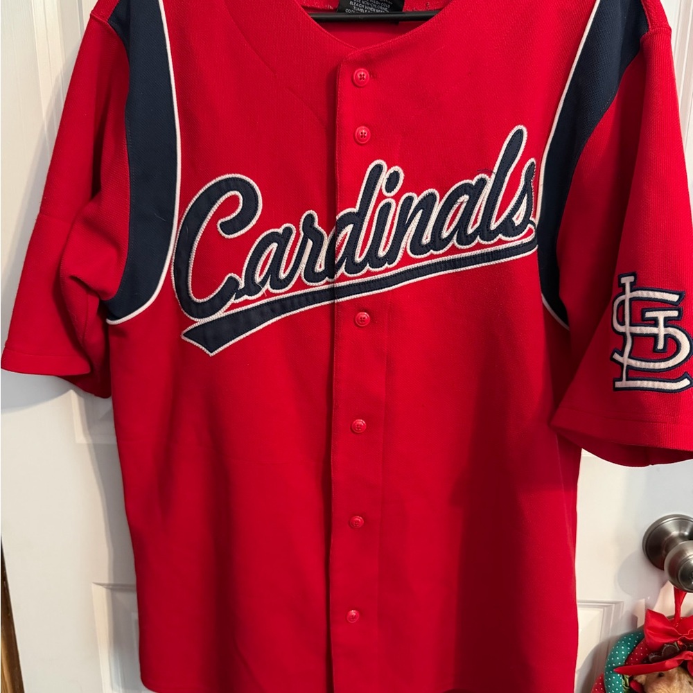 Cardinals Button Up Jersey Stitches Red Athletic Gear